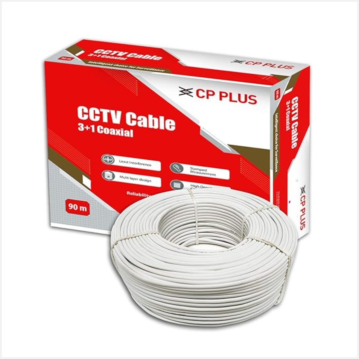 CP Plus Cctv Cable 3+1 Co-axial 90m - Standard CP-ECC-90RS