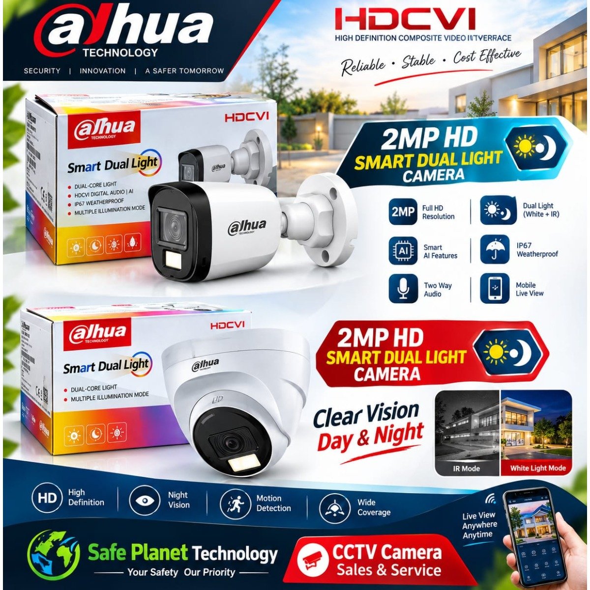 Dahua 10Ch Dvr & Dahua 2MP 1080p Smart Dual Light Audio Full HD (8) Camera Night Vision Skim Offer - 30,500\- & Coreprix 3mp Wifi Camera Free